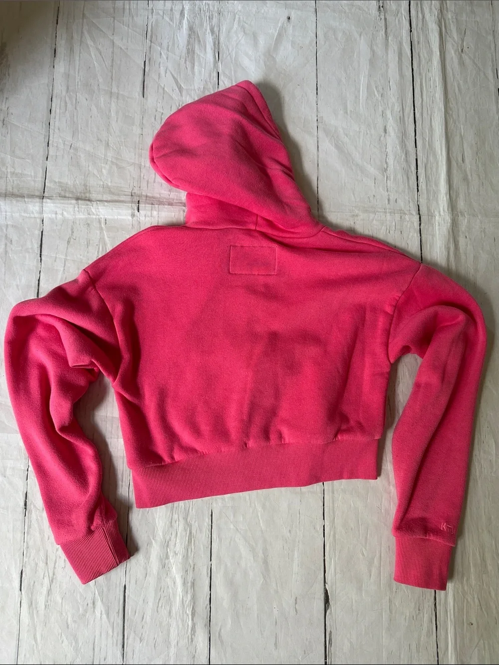 Katie J NYC Cropped Pink Zip Hoodie large